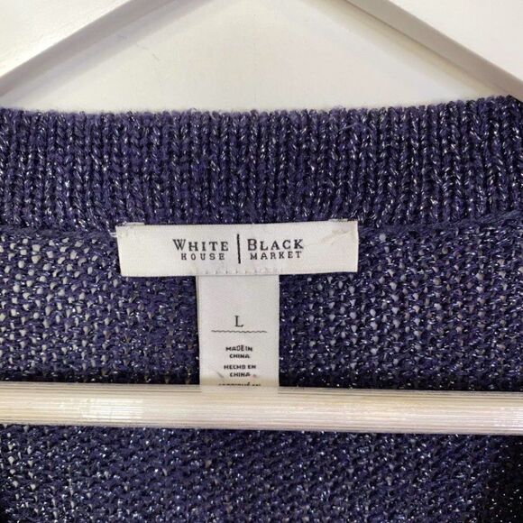 CLEARANCE - WHBM Navy Blue Shimmer Knit Twofer Sweater - Picture 5 of 7